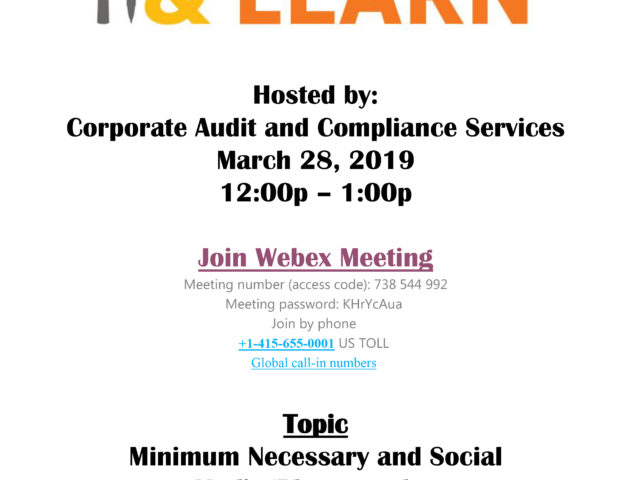 Compliance Webex on March 28 covers HIPAA rules on ‘minimum necessary,’ social media