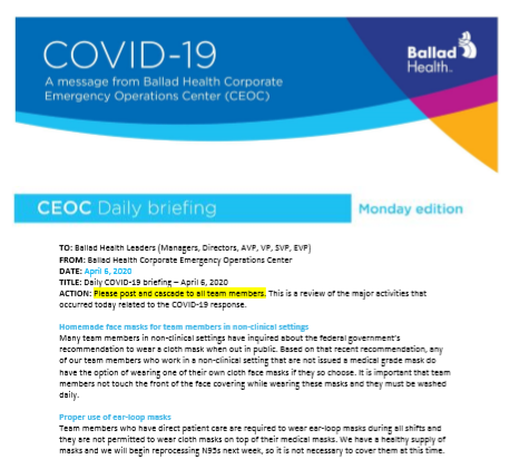 COVID-19 daily briefing (4-6): Info on face masks, visitation guidelines