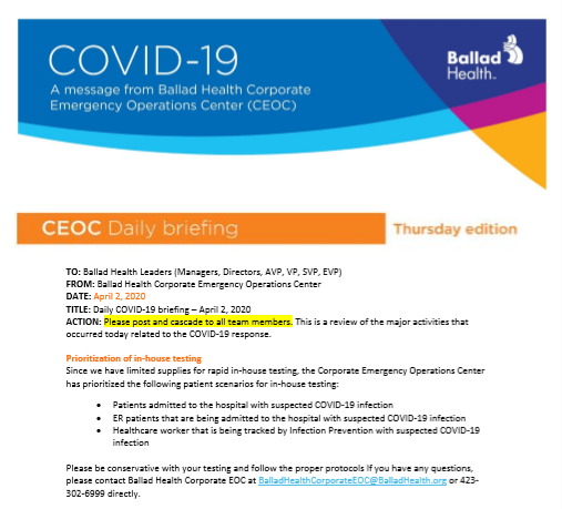 COVID-19 daily briefing (4-2): Prioritization of in-house testing