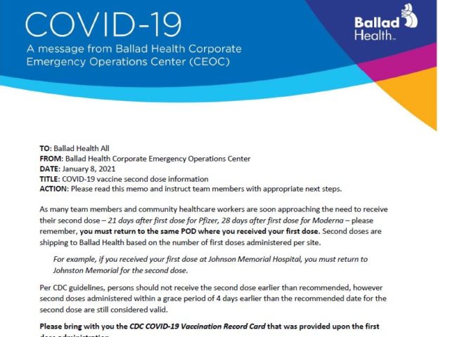 COVID-19 vaccine second-dose information: CEOC message