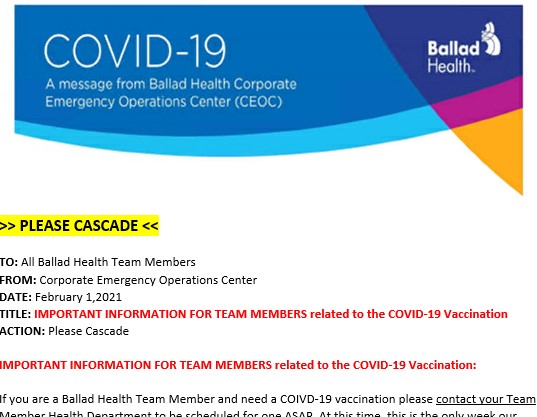 Important information for team members about COVID-19 vaccinations