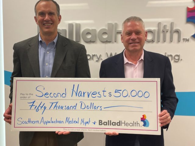Unified effort between Ballad Health, Southern Appalachian Medical Mgmt. leads to $50,000 donation to Second Harvest Food Bank