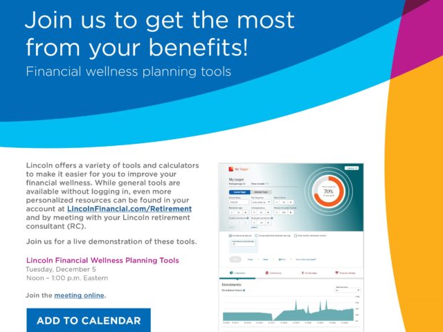 Lincoln Financial webinar Dec. 5: How to use LFG’s financial wellness planning tools